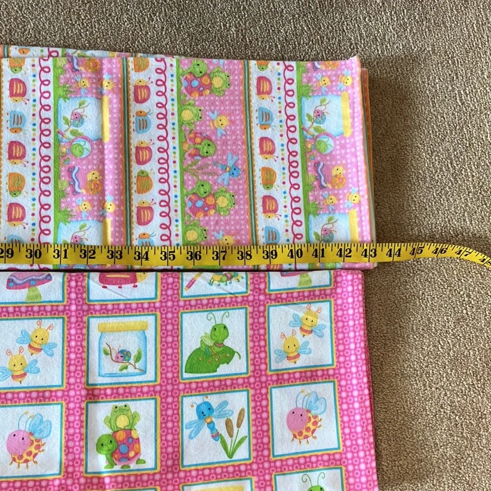 BUNDLE OF 2 SWADDLE FLANNEL BLANKETS. “CUDDLE BUGS” by SHELLY COMISKEY. HANDMADE